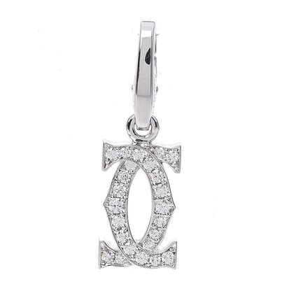 Cartier 18K White Gold Diamond Logo Charm 1 of 4