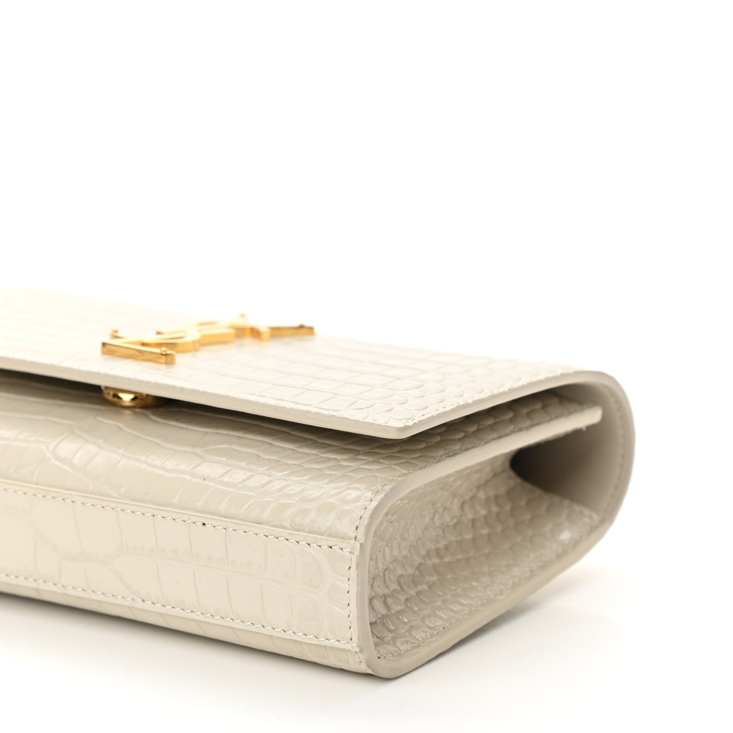 Calfskin Crocodile Embossed Monogram Kate Belt Bag Crema Soft