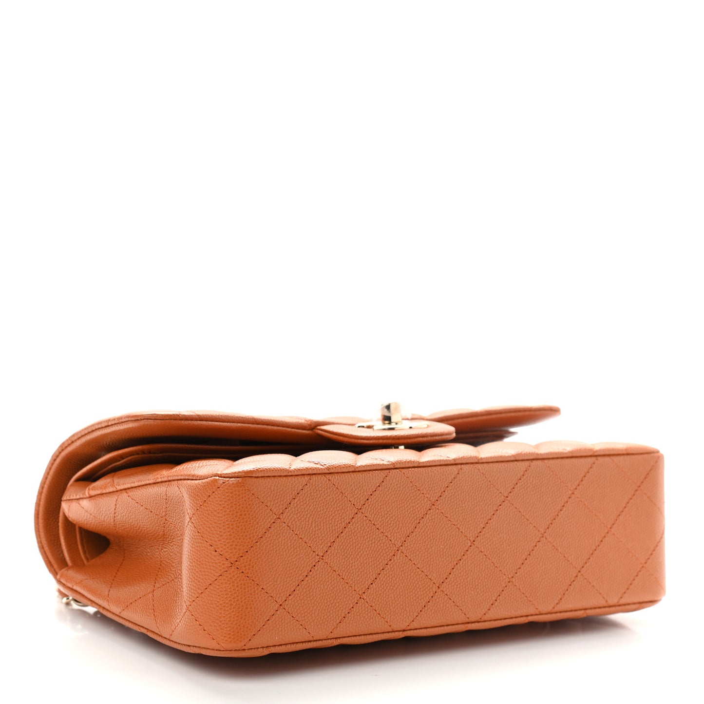 Caviar Quilted Small Double Flap Light Brown