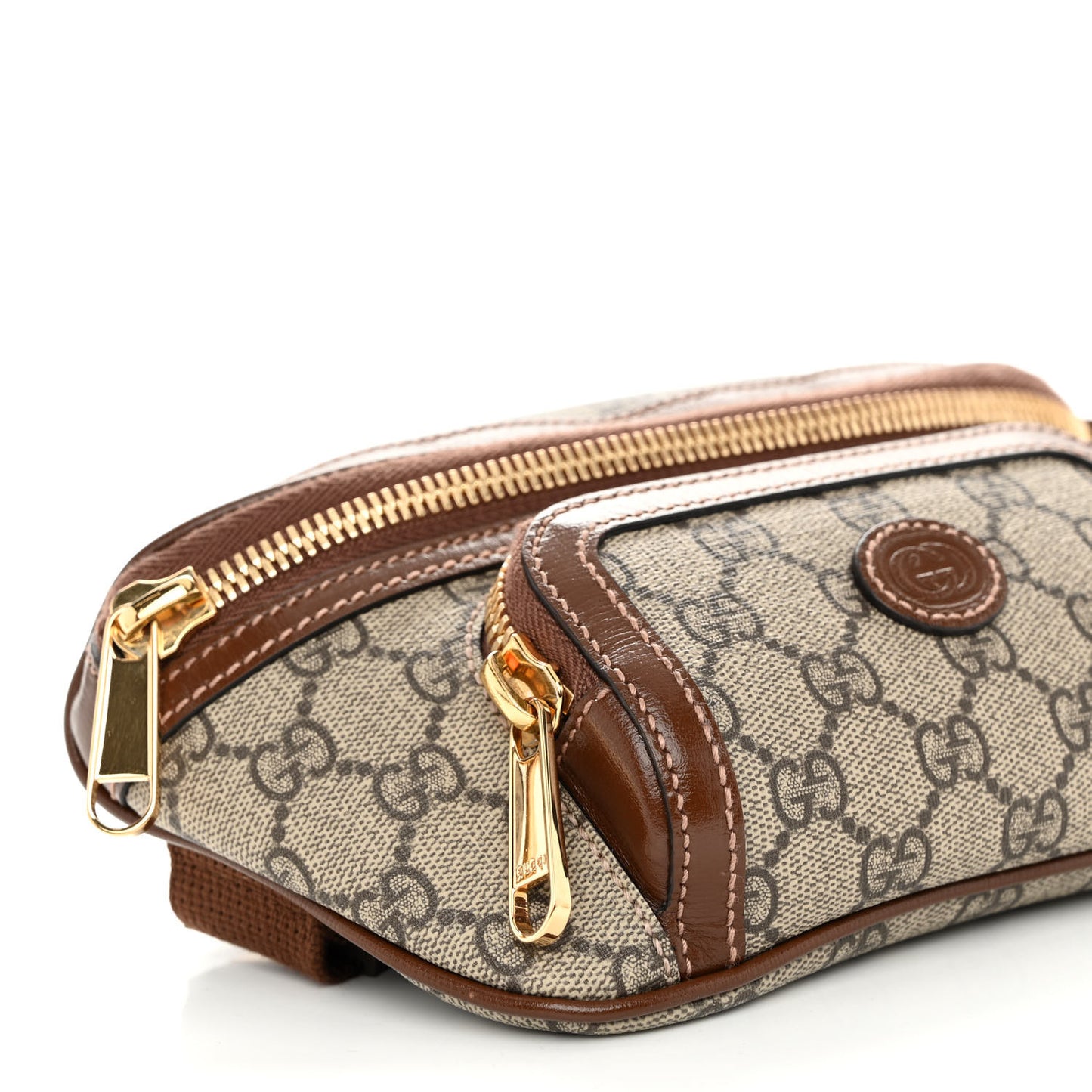 GG Supreme Monogram Textured Calfskin Retro Interlocking G Belt Bag Beige Ebony Brown Sugar