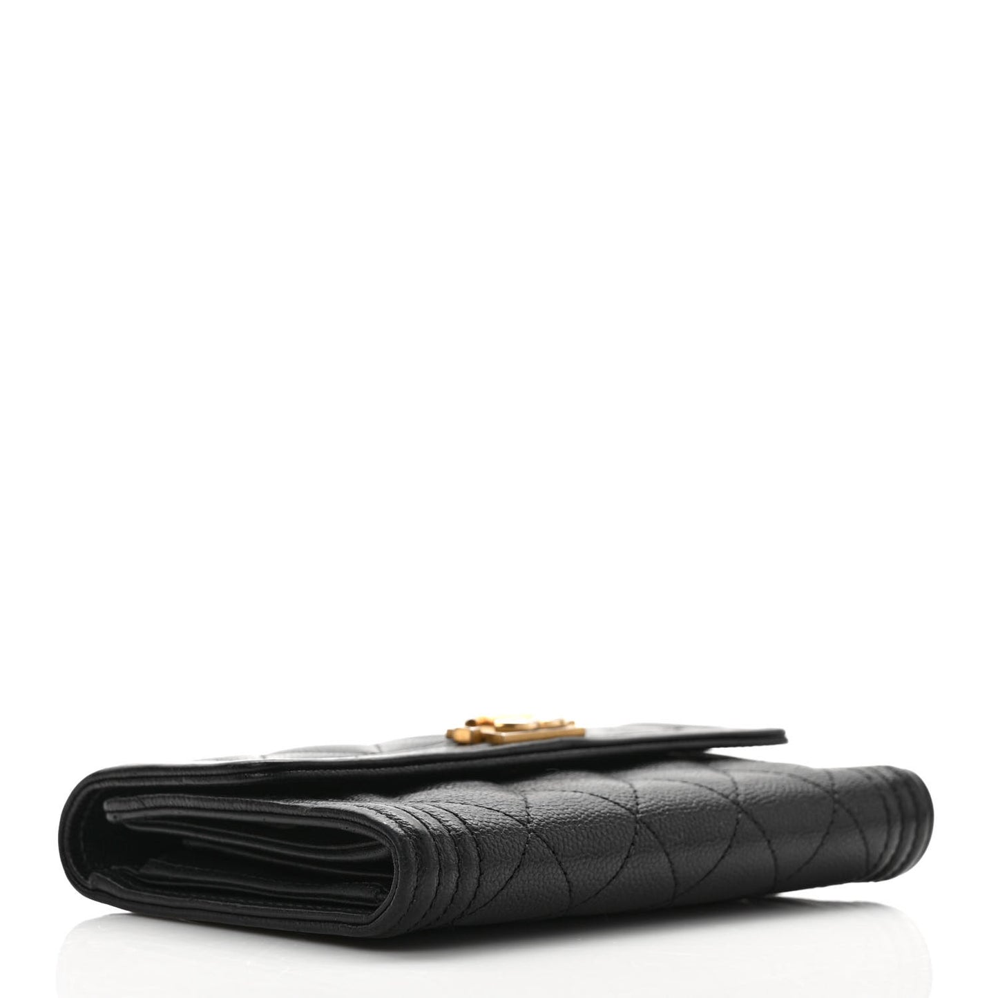 Caviar Quilted Medium Boy Flap Wallet Black