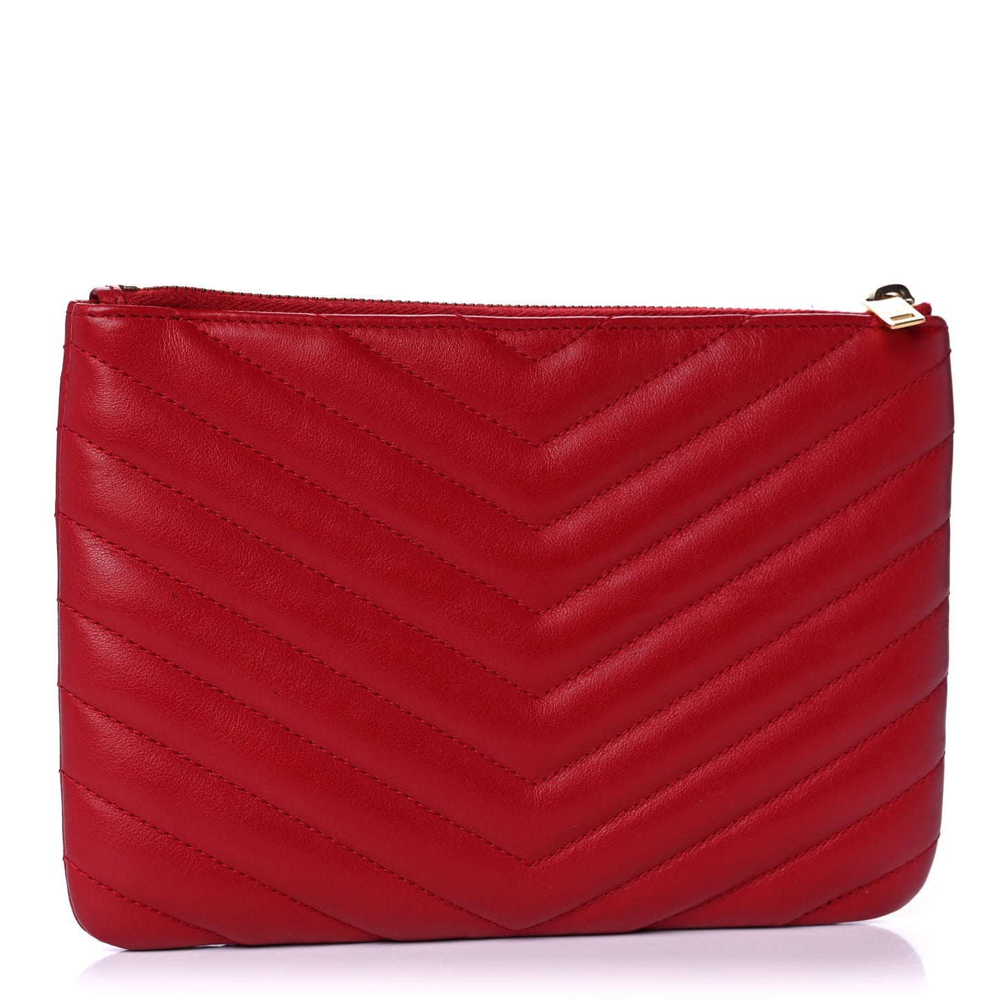 Calfskin Matelasse Chevron Monogram Pouch Red