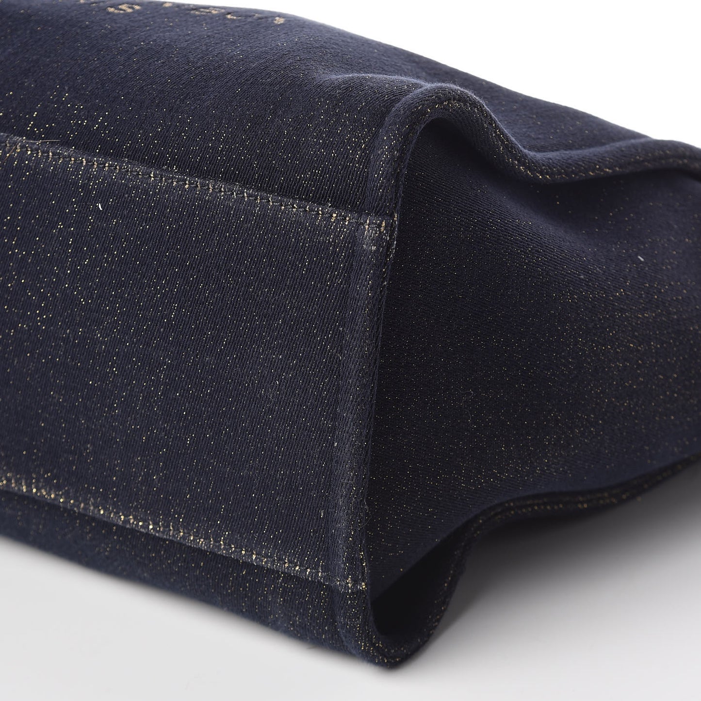 Lurex Canvas Medium Deauville Tote Navy Blue Gold
