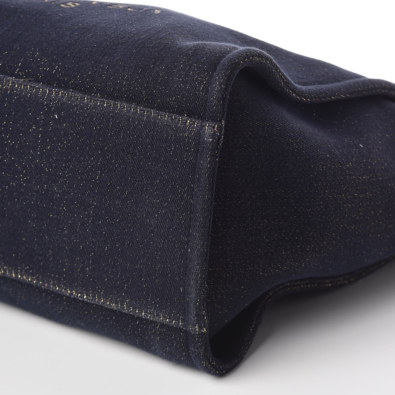 Chanel Lurex Canvas Medium Deauville Tote Navy Blue Gold 10 of 10