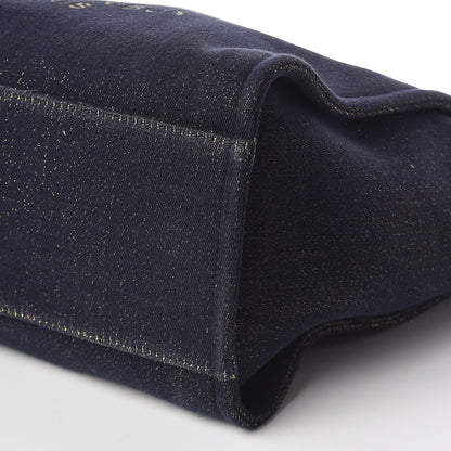 Chanel Lurex Canvas Medium Deauville Tote Navy Blue Gold 10 of 10