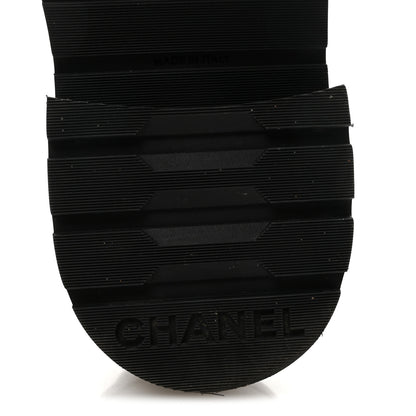 Chanel Shiny Calfskin Quilted Lace Up Combat Boots 37.5 Black 14 of 20