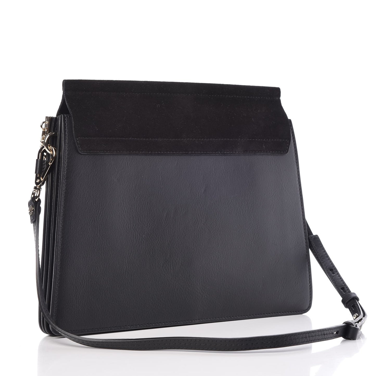 Suede Calfskin Medium Faye Shoulder Bag Black