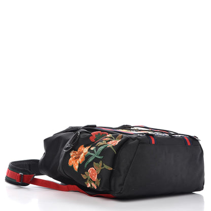 Gucci Techno Canvas Web L'Aveugle Par Amour Embroidered Double Buckle Backpack Black 4 of 8
