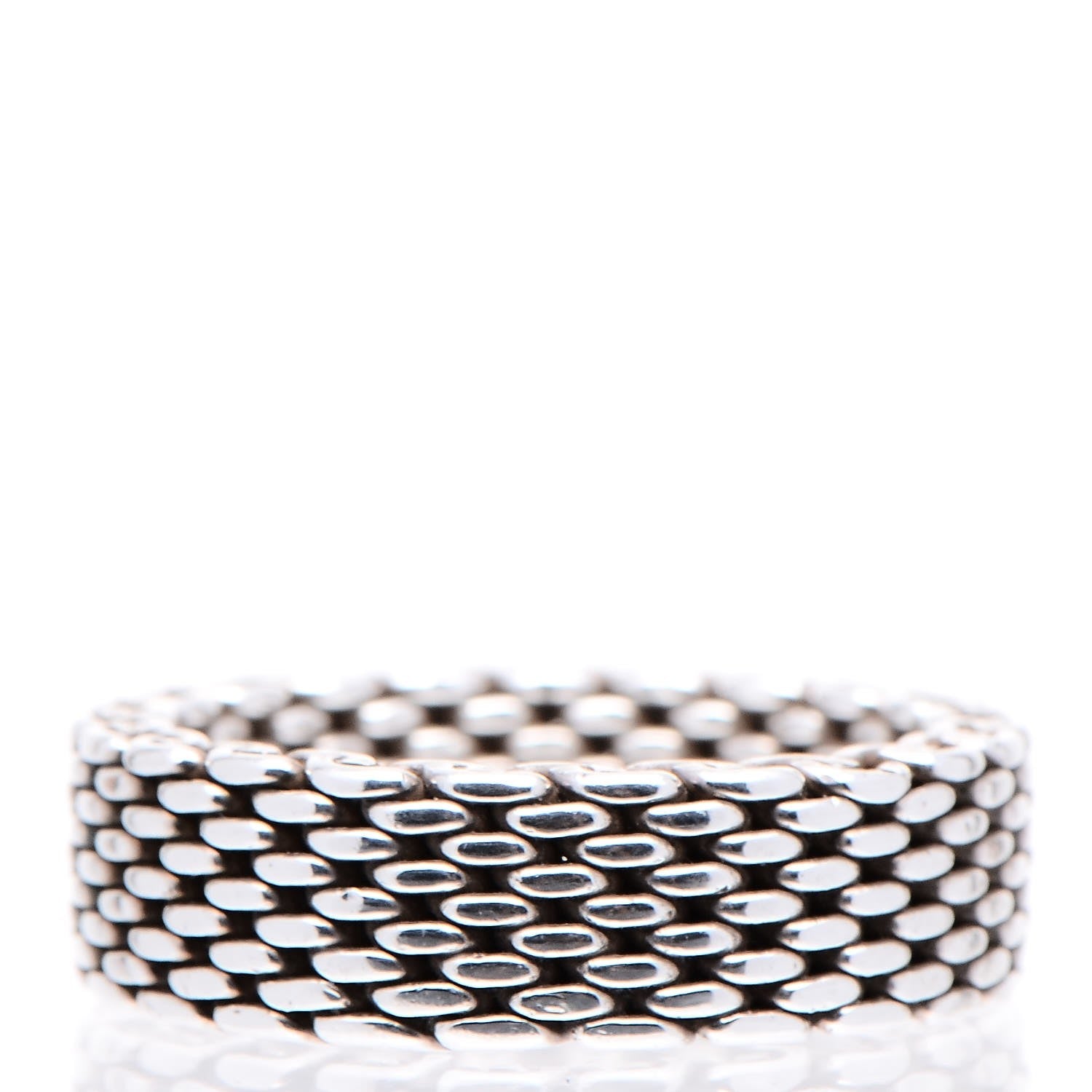 Tiffany Sterling Silver Mesh Somerset Ring 58 8.25 3 of 4