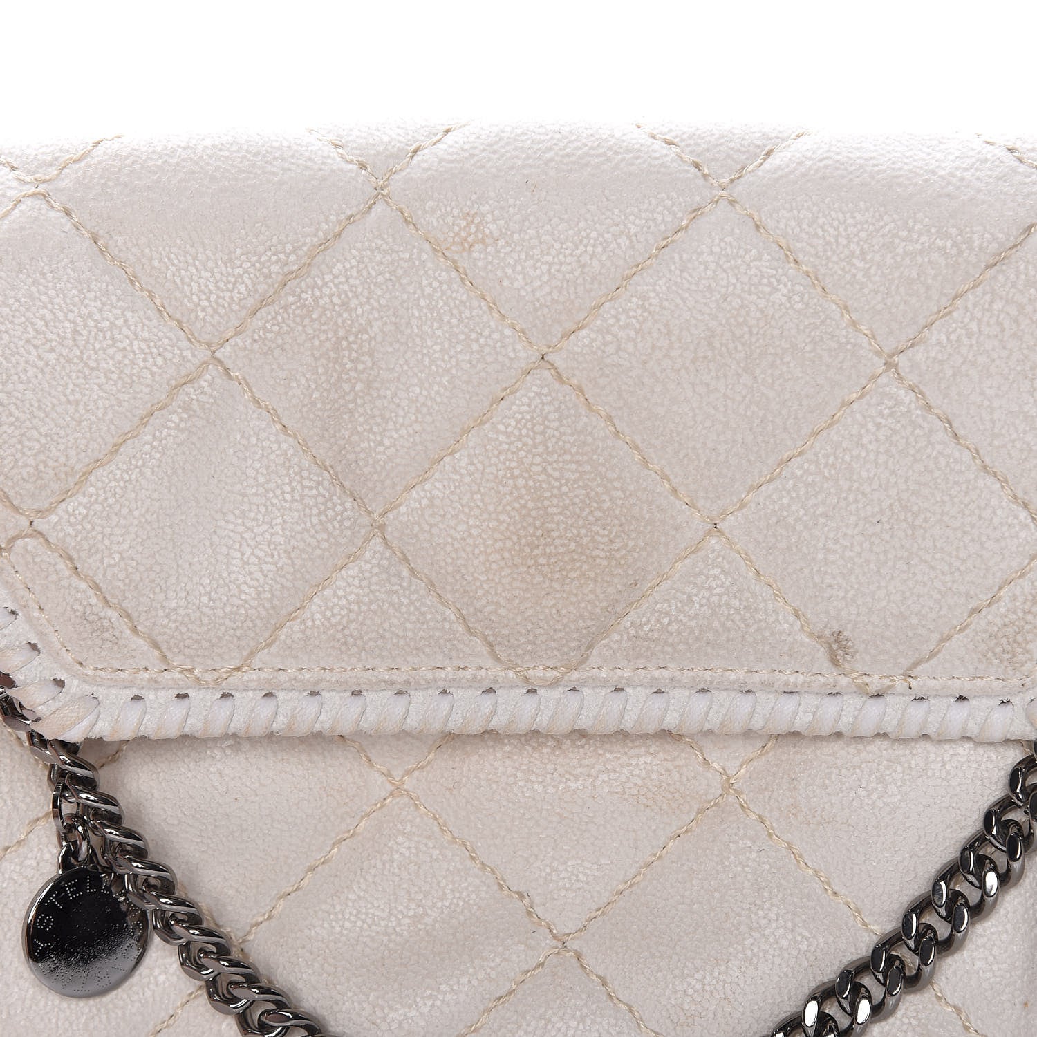Stella McCartney Shaggy Deer Quilted Mini Falabella Fold Over Tote Chalk 15 of 17