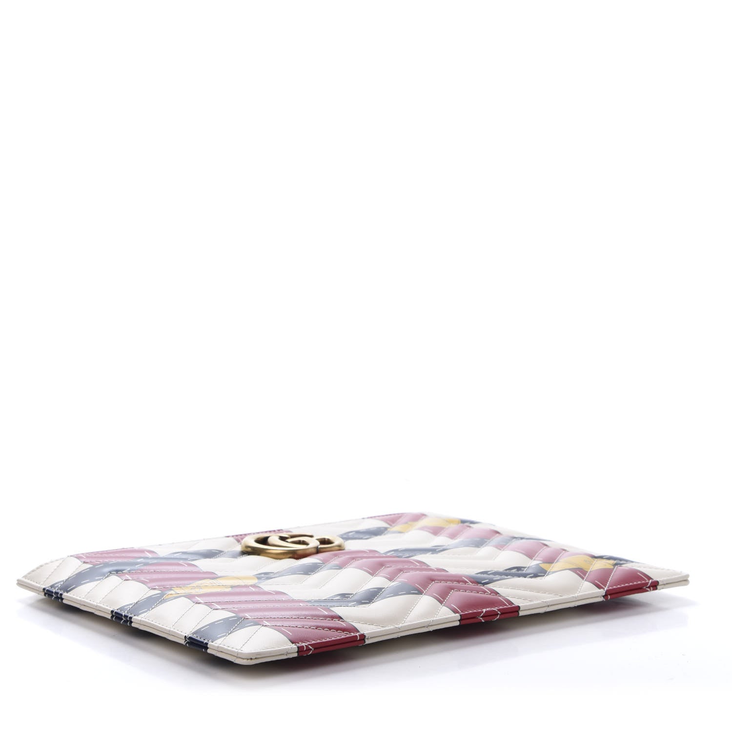Gucci Calfskin Matelasse Trompe L'Oeil Print GG Marmont Zip Pouch White 4 of 11