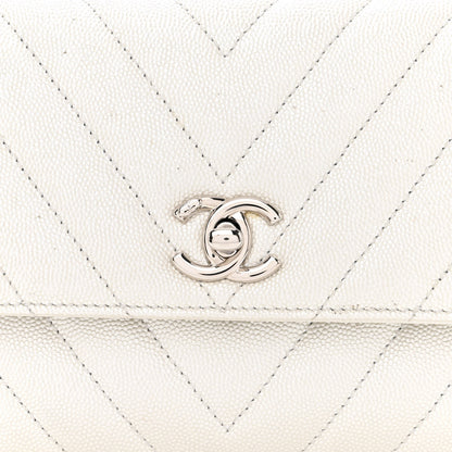 Chanel Iridescent Caviar Chevron Quilted Mini Coco Handle Flap White 8 of 17