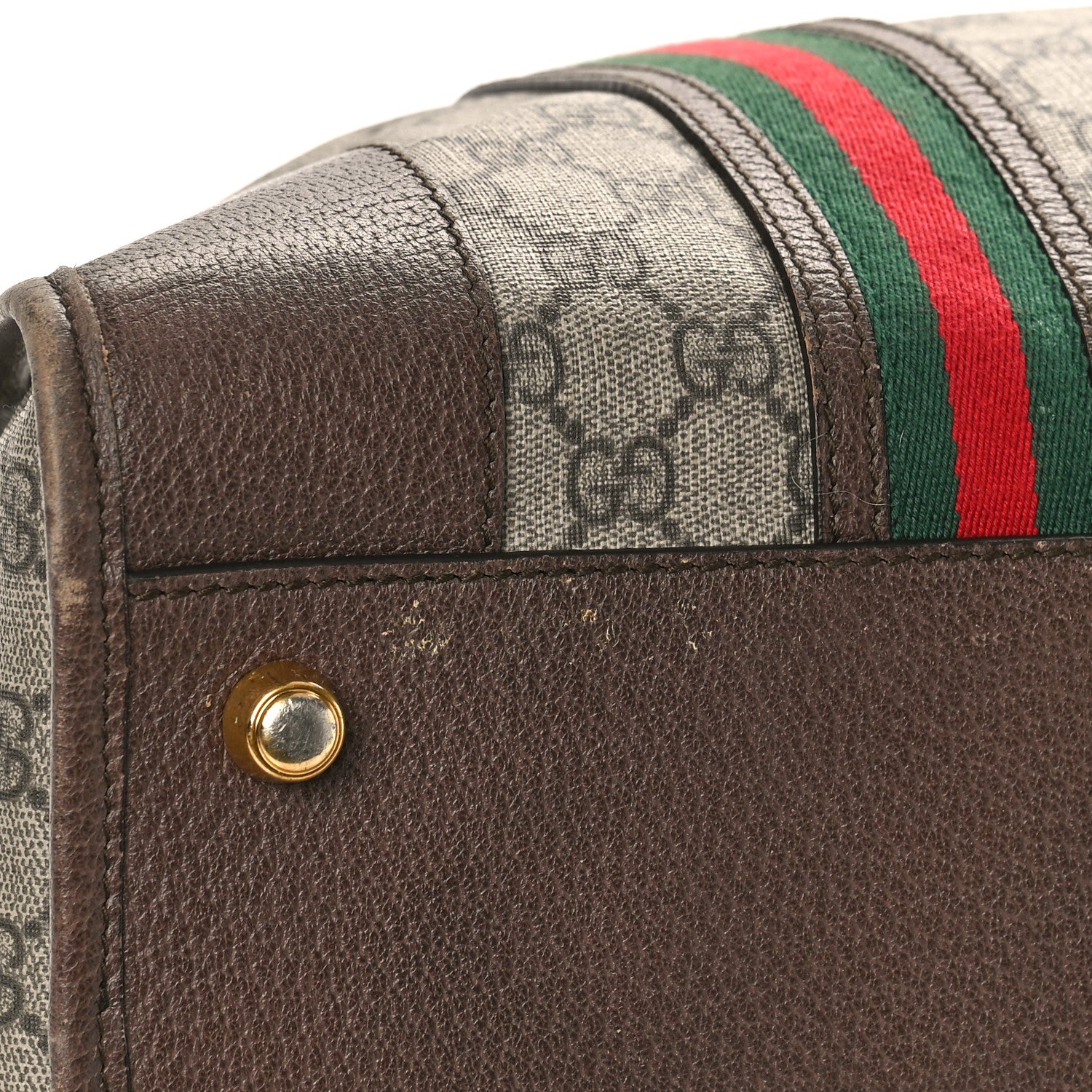 Gucci Soft GG Supreme Monogram Web Large Duffle Bag Beige New Acero Crop 10 of 30