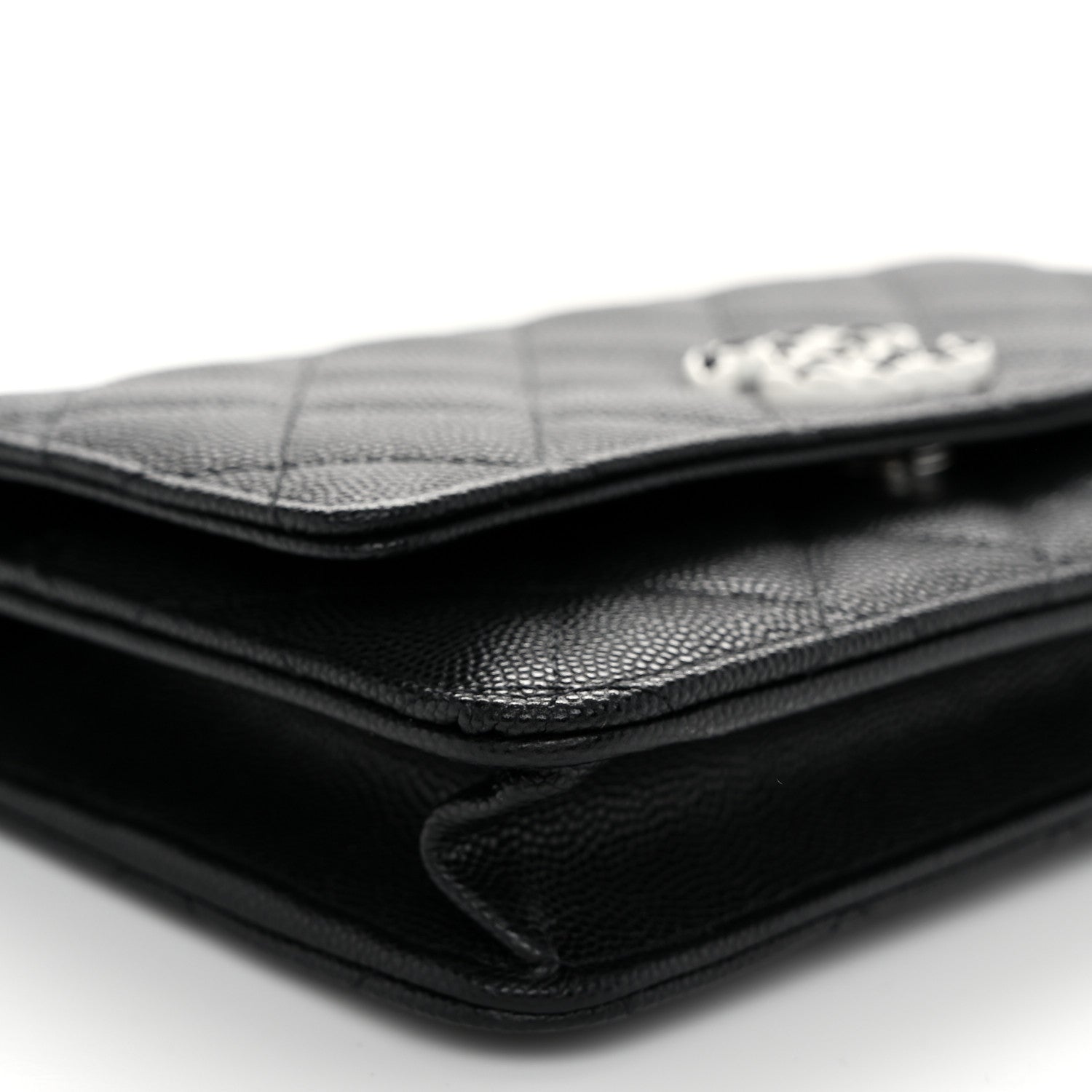 Chanel Caviar Quilted Chanel 19 Wallet On Chain WOC Black White 10 of 12