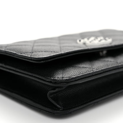 Chanel Caviar Quilted Chanel 19 Wallet On Chain WOC Black White 10 of 12