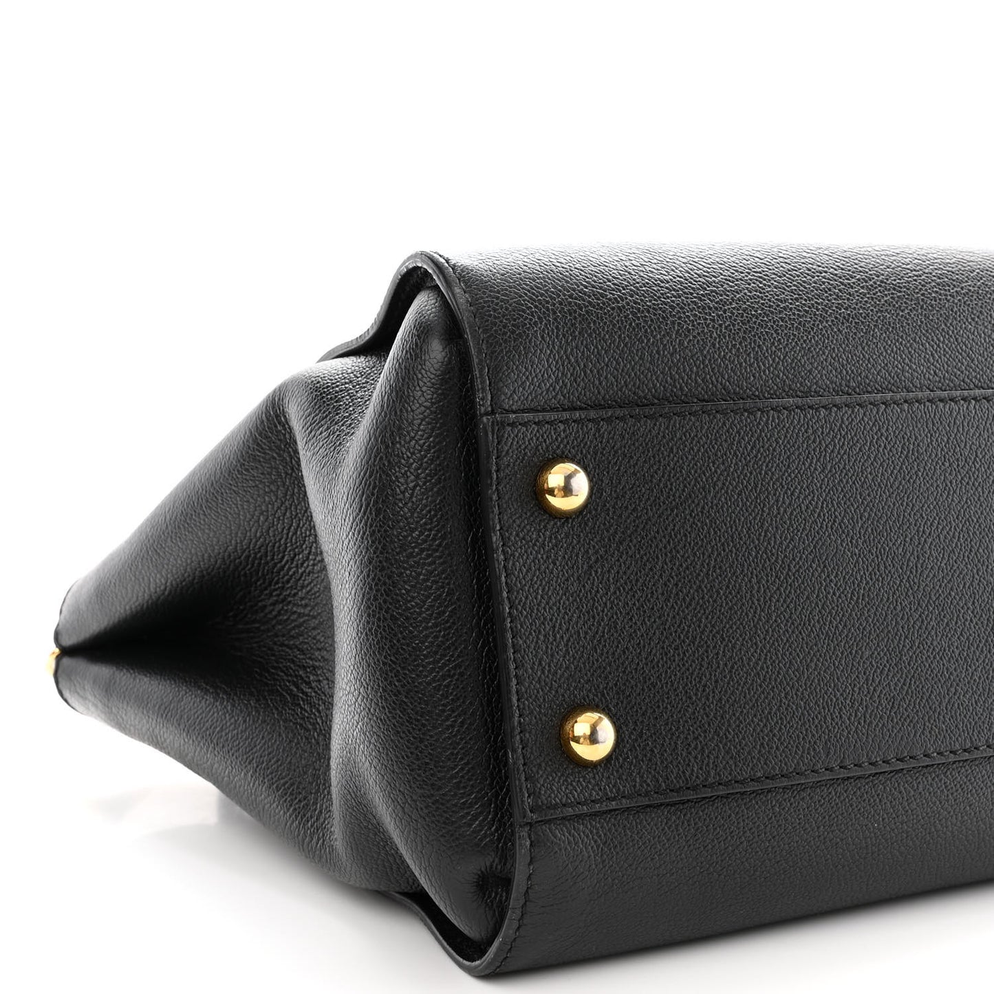 Soft Grain Calfskin Medium Buckle Tote Black