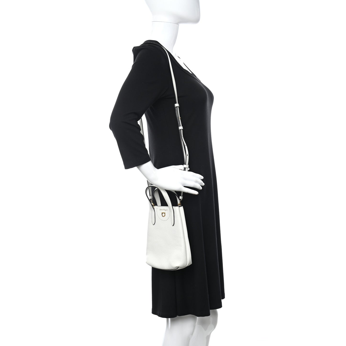 Tumbled Calfskin Gancini Mini Bag White