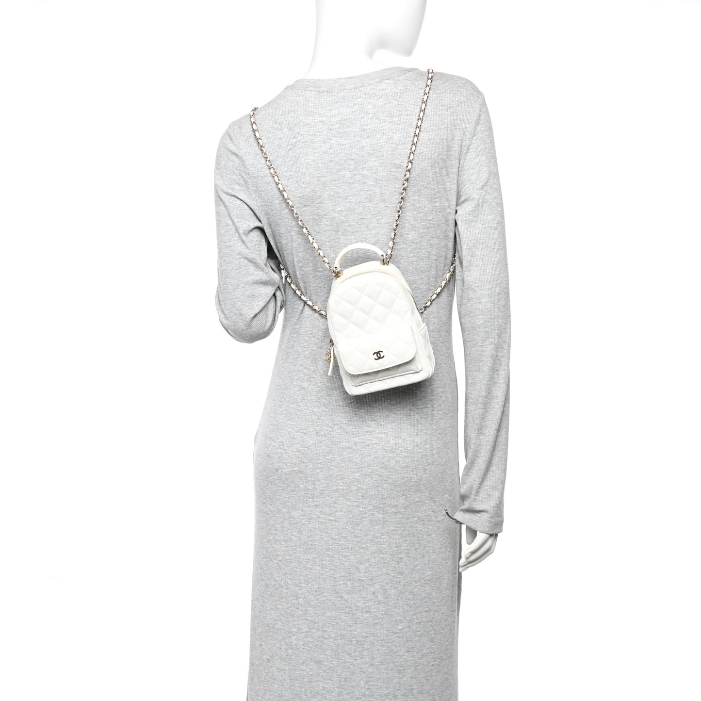 Caviar Quilted CC Mini Classic Backpack White