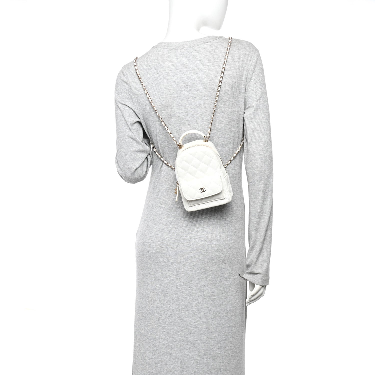 Chanel Caviar Quilted CC Mini Classic Backpack White 2 of 10
