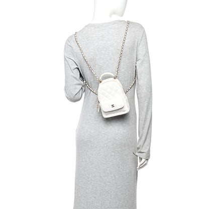 Chanel Caviar Quilted CC Mini Classic Backpack White 2 of 10