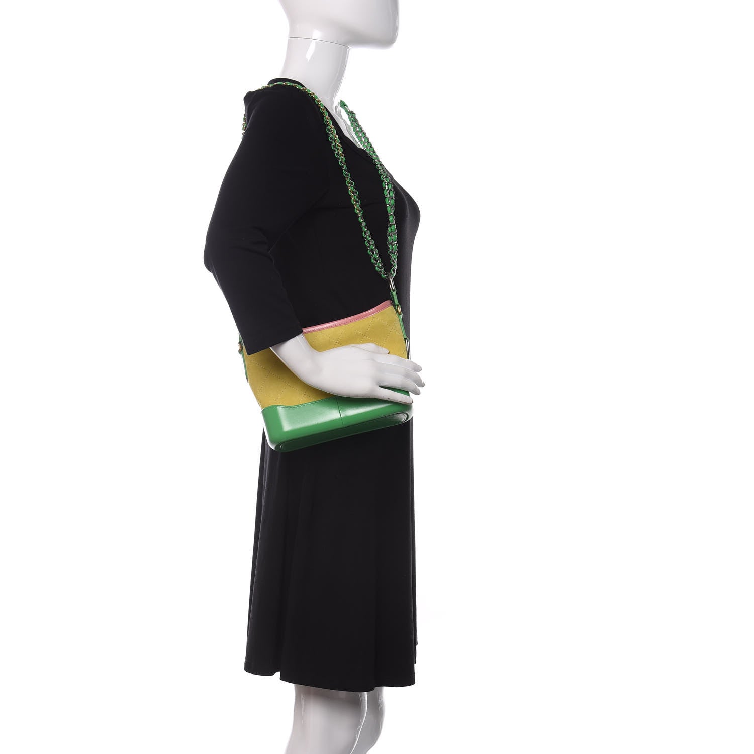 Chanel Suede Calfskin Quilted Small Gabrielle Hobo Pink Green Yellow 2 of 10