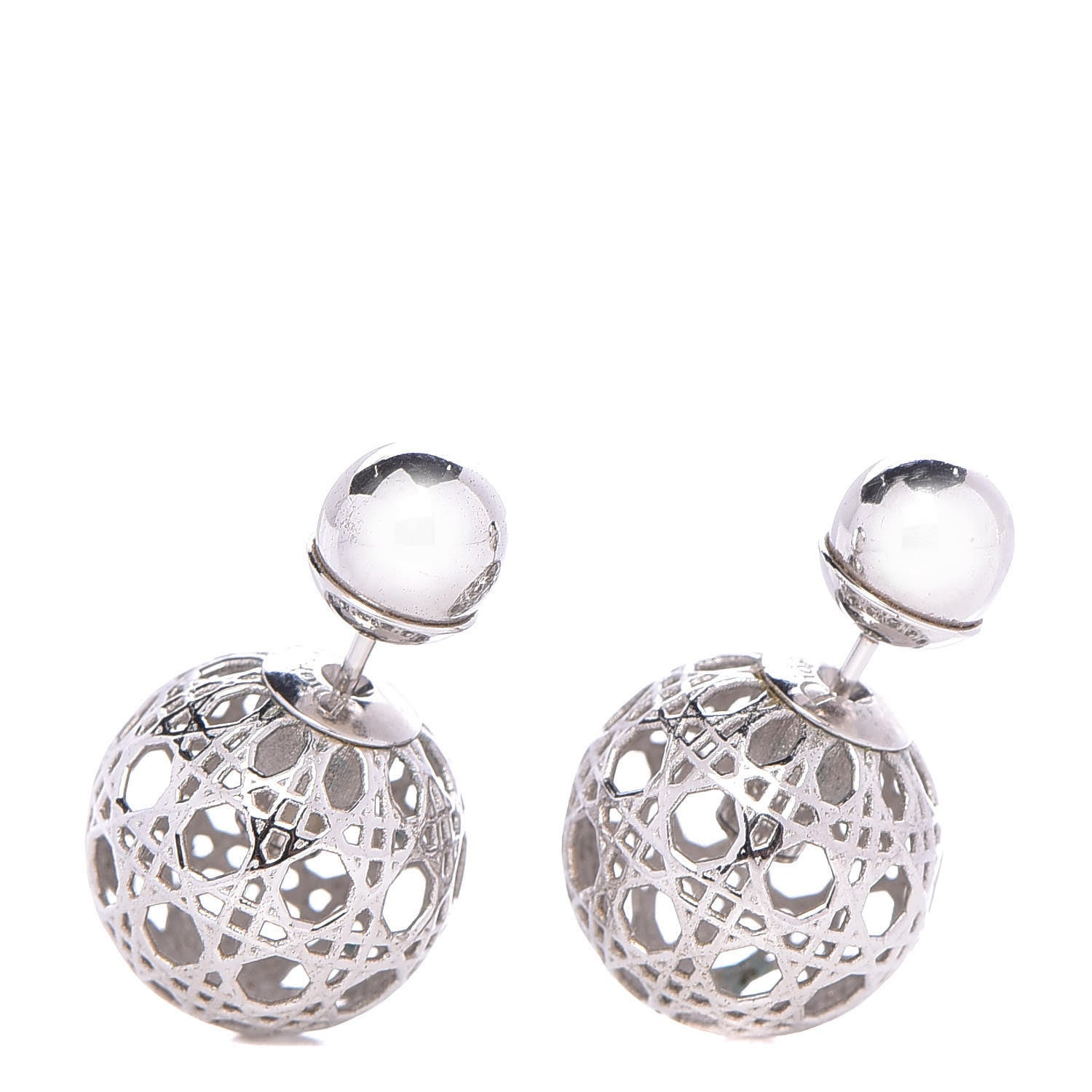 Christian Dior Cannage Mise En Dior Tribal Earrings Silver 1 of 5