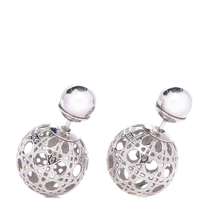 Christian Dior Cannage Mise En Dior Tribal Earrings Silver 1 of 5