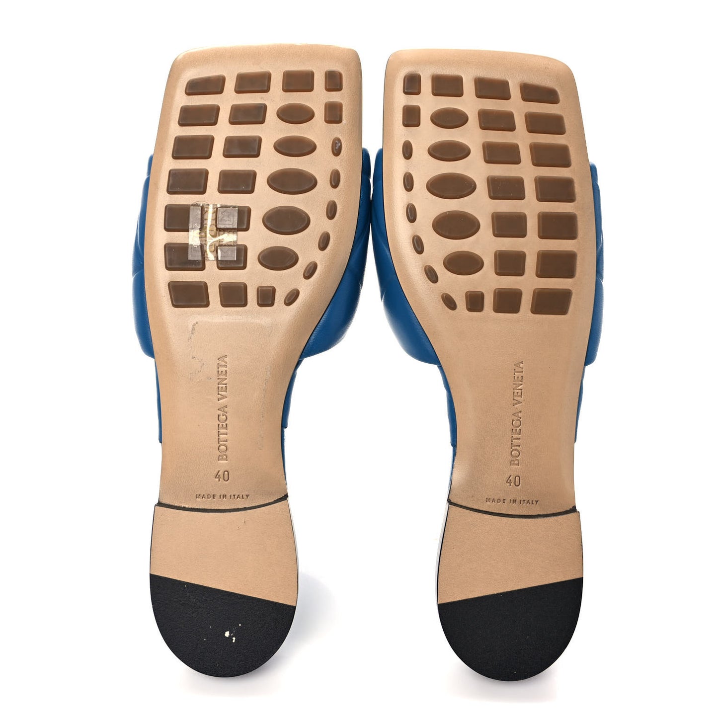 Nappa Quilted Rubber Lido Flat Sandals 40 Pacific