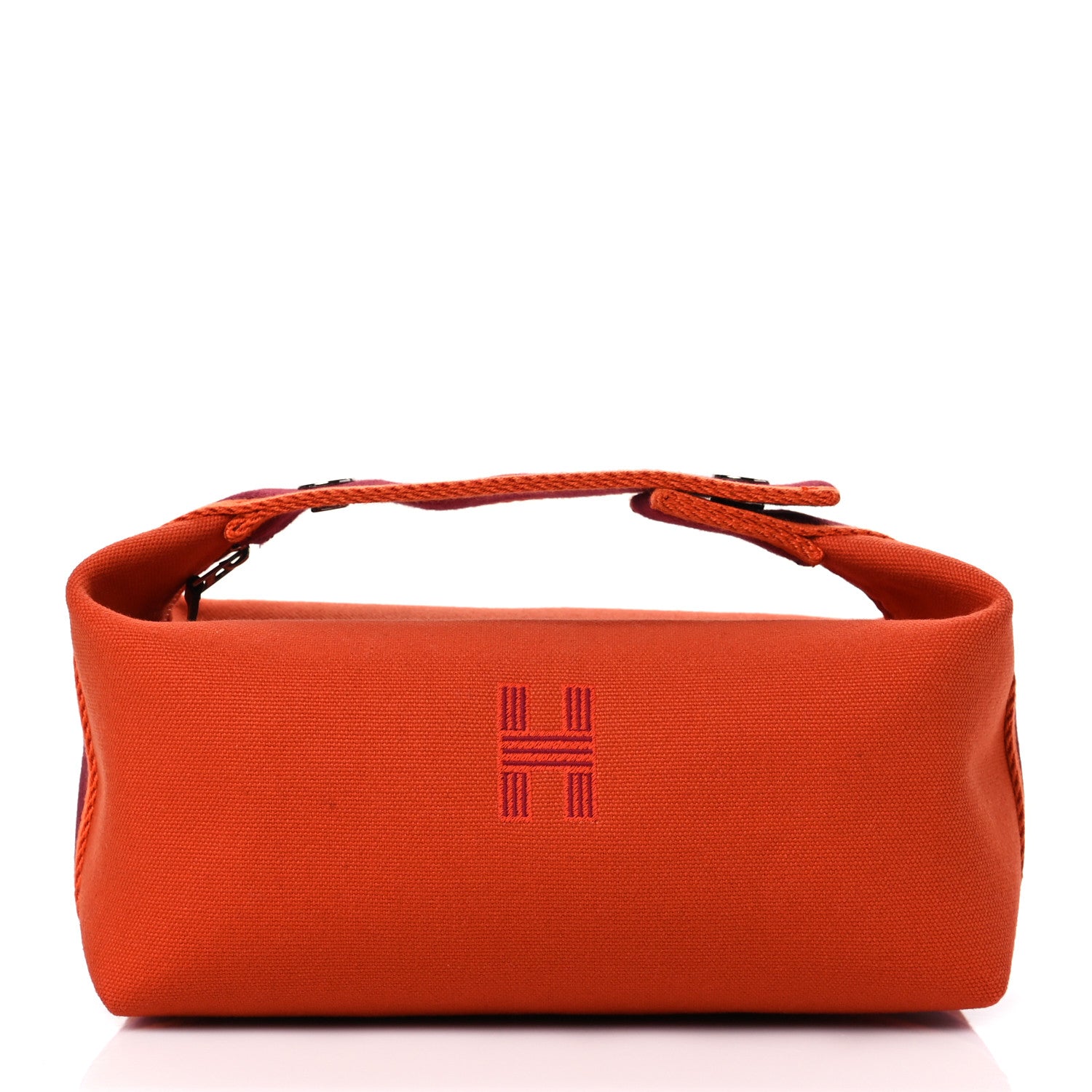 Hermes Canvas Small Bride-A-Brac Pouch Orange Burgundy 1 of 11