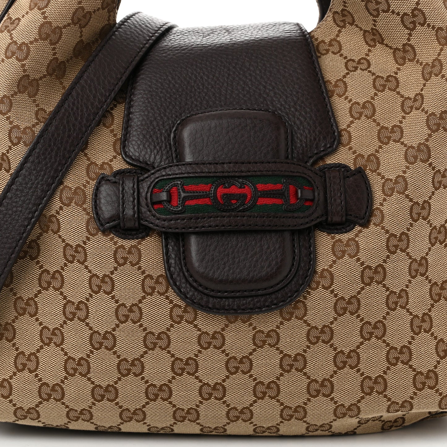 Monogram Web Medium Dressage Hobo Dark Brown