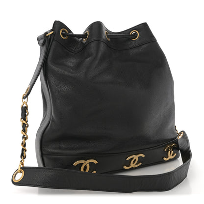 Chanel Caviar CC Drawstring Shoulder Bag Black 3 of 12