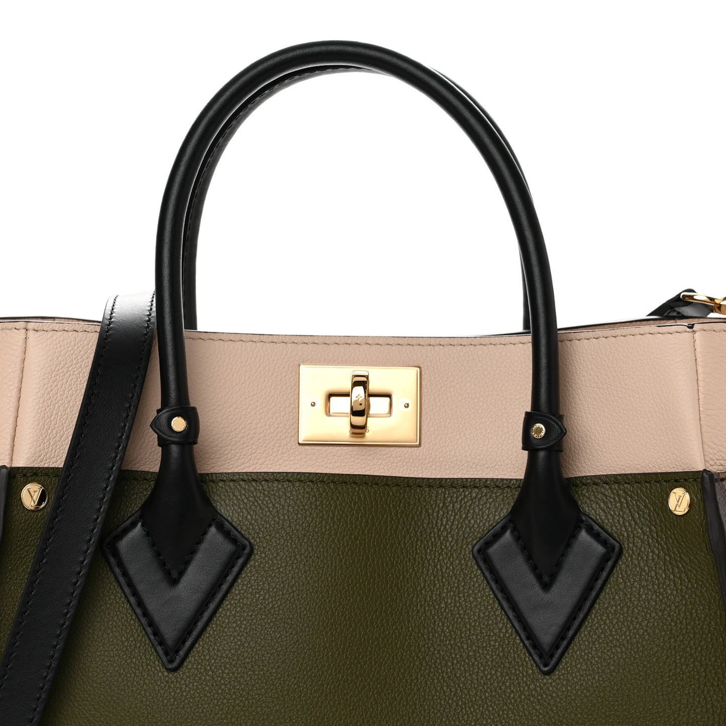 Calfskin Monogram On My Side MM Laurier Green Toffee Latte Beige