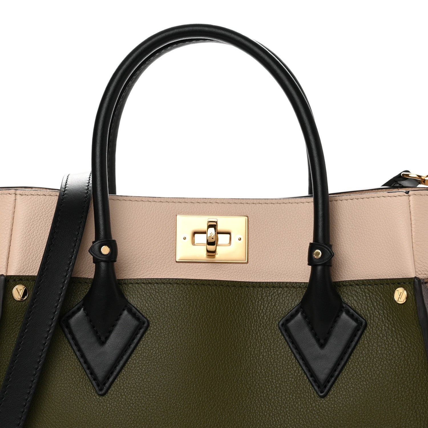 Louis Vuitton Calfskin Monogram On My Side MM Laurier Green Toffee Latte Beige 8 of 11