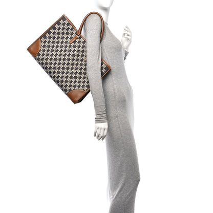 Celine Canvas Calfskin Triomphe Embroidered Horizontal Cabas Navy Blue 2 of 10