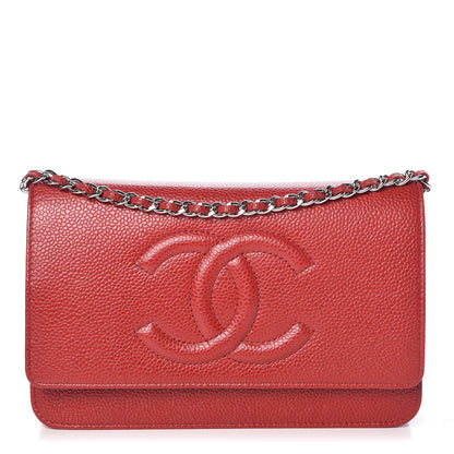 Chanel Caviar Timeless CC Wallet On Chain WOC Red 1 of 10