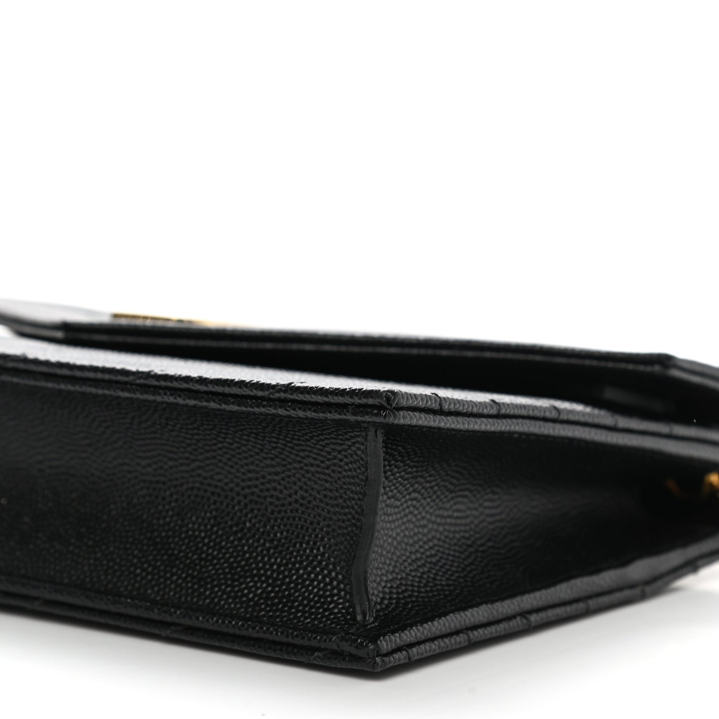 Grain De Poudre Matelasse Chevron Monogram Envelope Chain Wallet Black