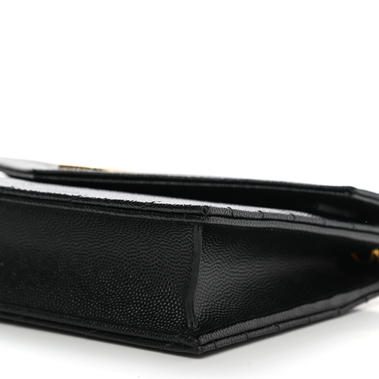 Saint Laurent Grain De Poudre Matelasse Chevron Monogram Envelope Chain Wallet Black 10 of 11