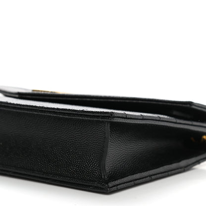 Saint Laurent Grain De Poudre Matelasse Chevron Monogram Envelope Chain Wallet Black 10 of 11