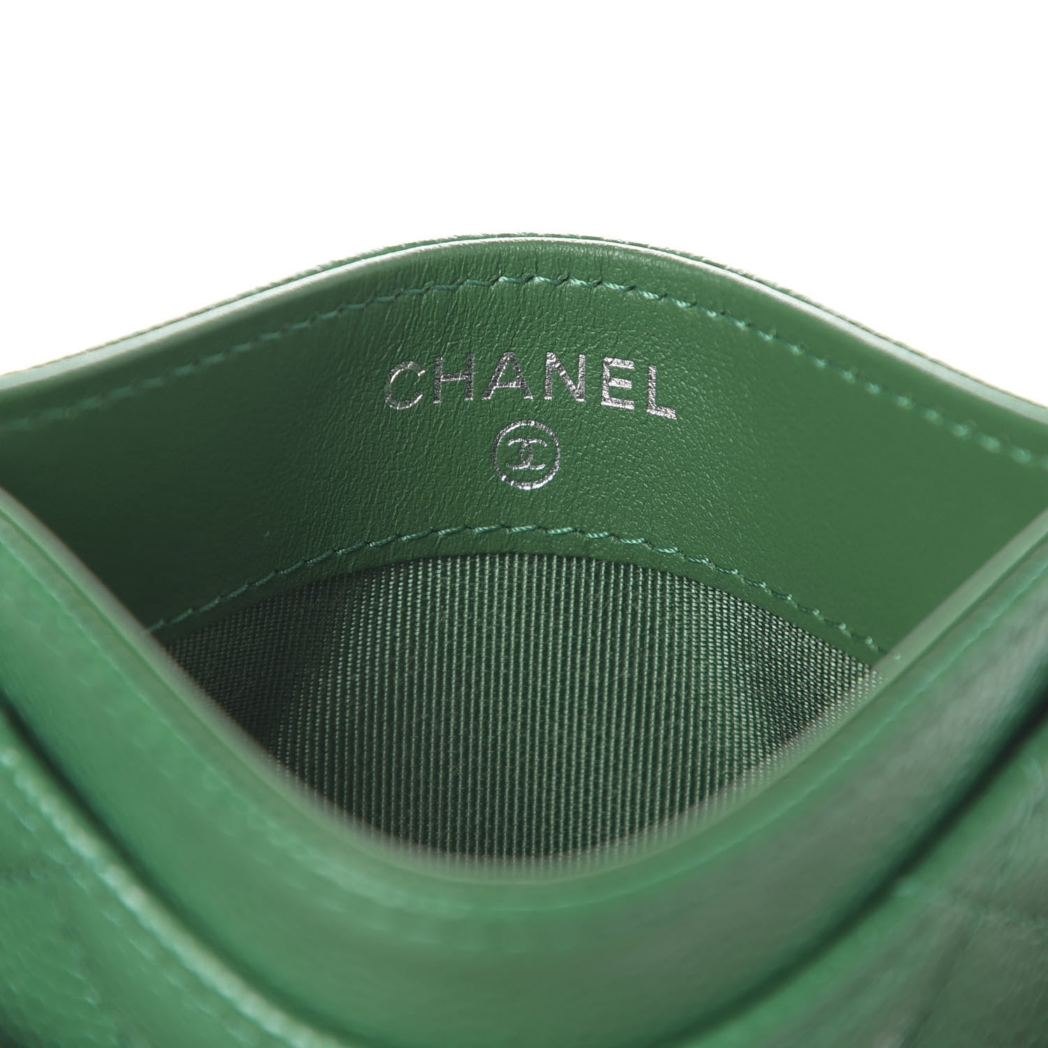 Chanel Caviar Quilted Card Holder Green 6 of 9