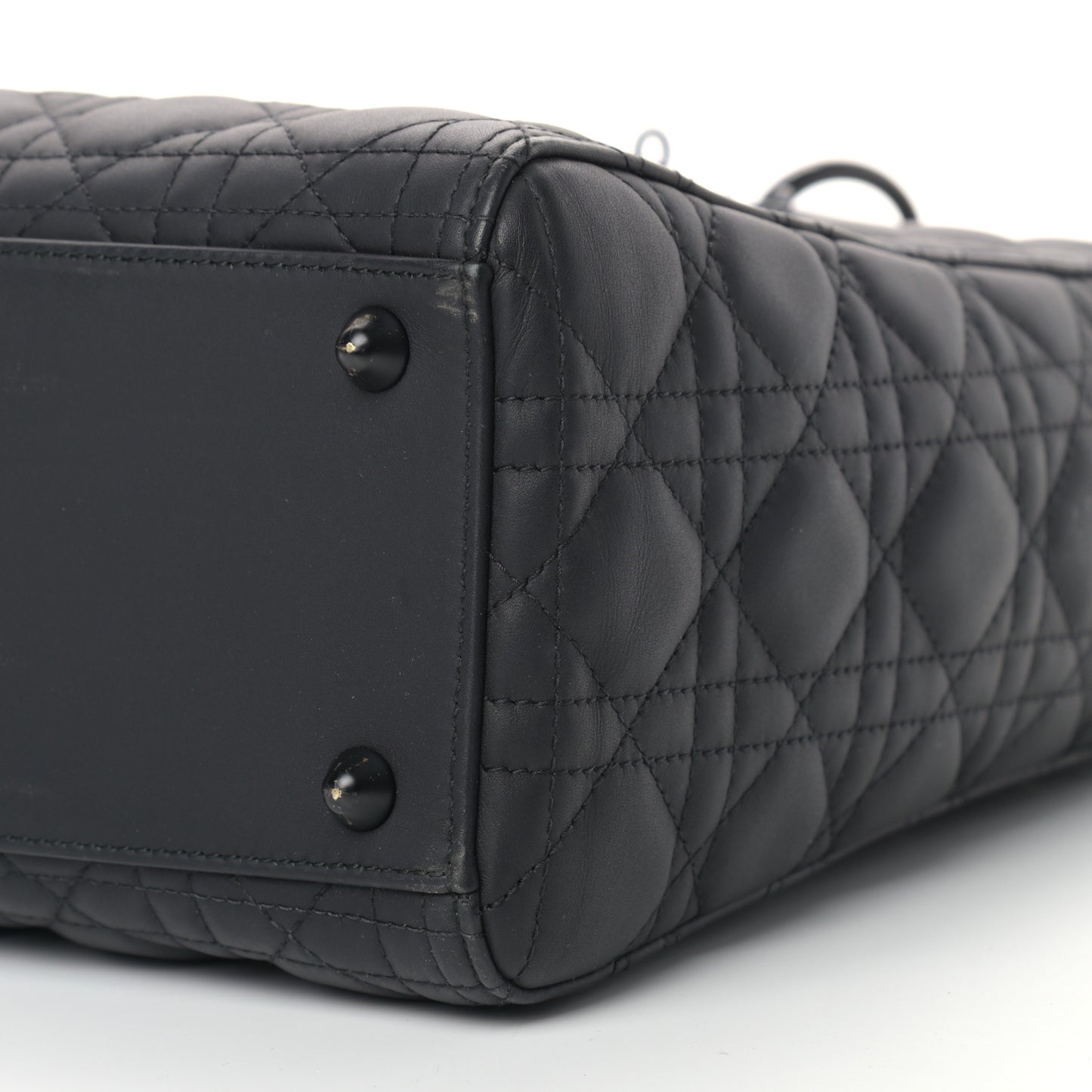 Ultra Matte Calfskin Cannage Large Lady Dior Black