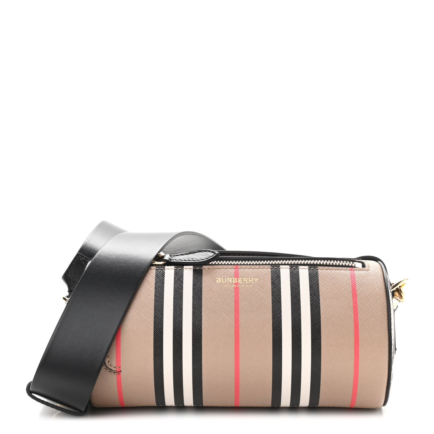 Burberry E-Canvas Calfskin Stripe Icon Barrel Bag Archive Beige 1 of 10