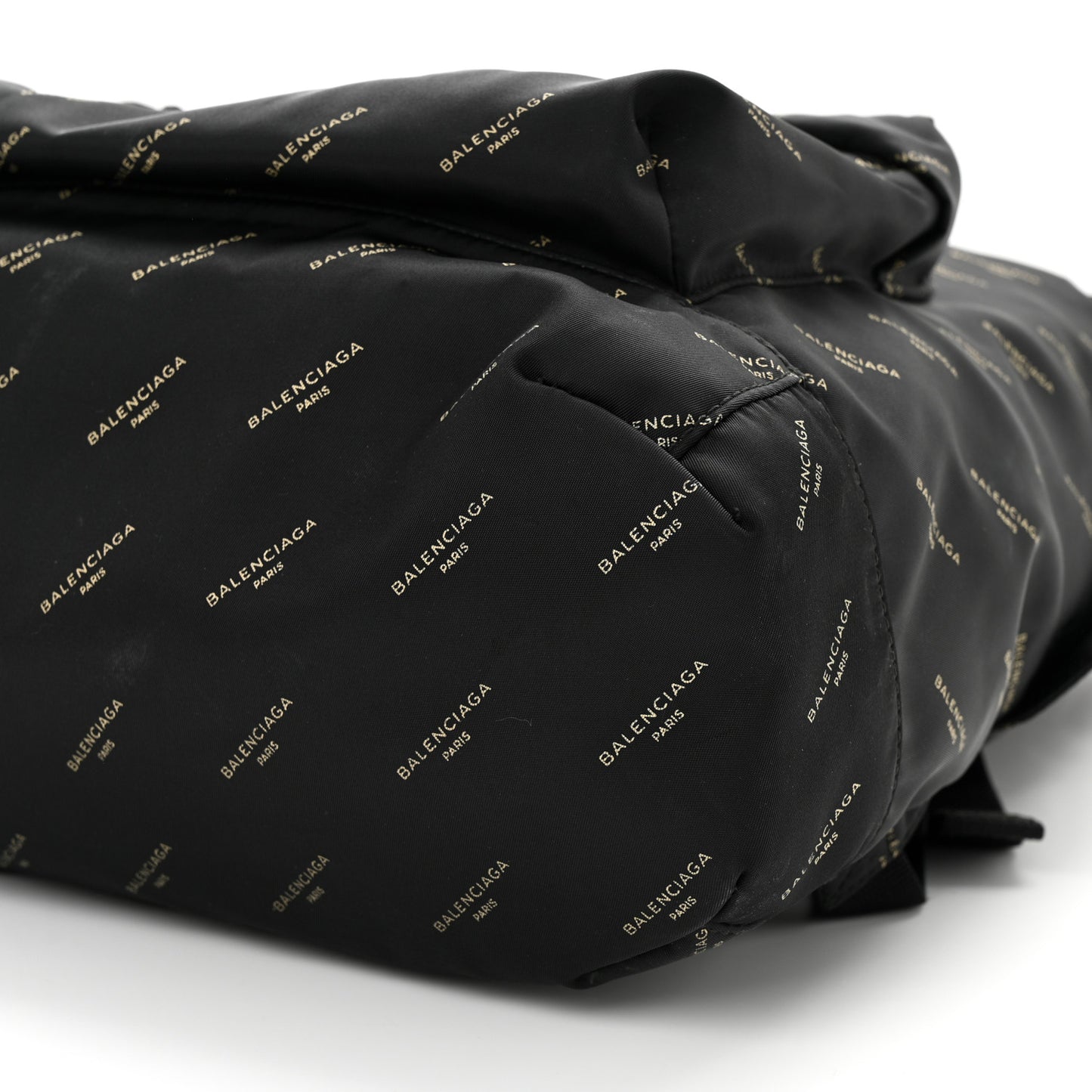 Twill Nylon Allover Logo Print Explorer Backpack Black Gold