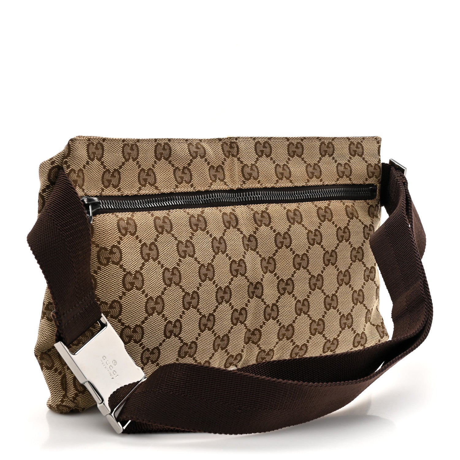 Gucci GG Monogram Double Pocket Belt Bag Dark Brown 3 of 13