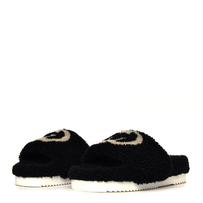 Gucci Shearling Womens Eileen Slide Sandals 38 Black Butterscotch 3 of 12