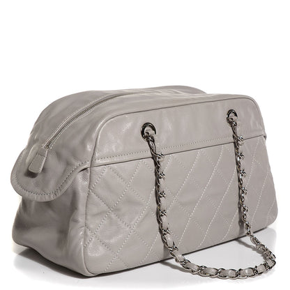 Chanel Calfskin Quilted Large Front Flap Shoulder Bag Grey 3 of 7