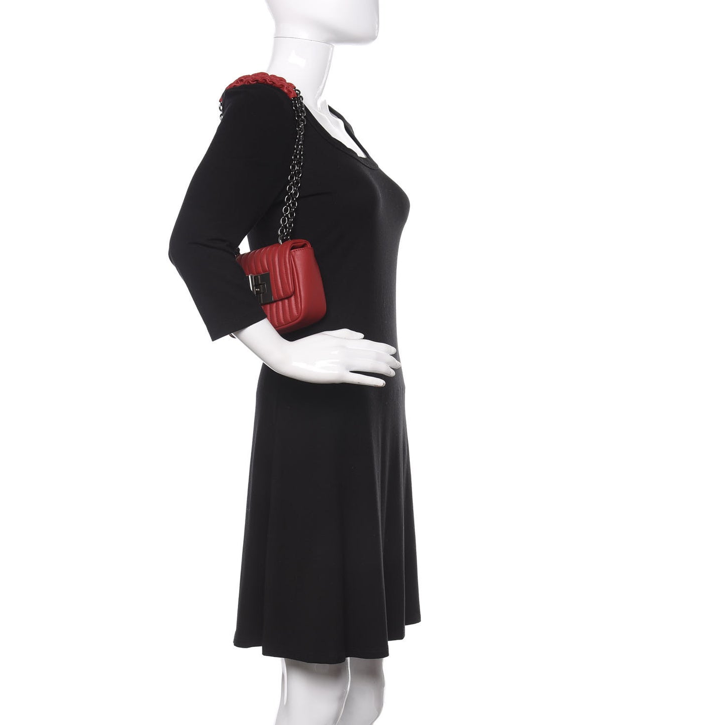 Calfskin Quilted Small Natalia Shoulder Bag Fire