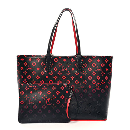 Christian Louboutin Perforated Calfskin Degrade Loubinthesky East West Cabata Tote Black Red 3 of 11