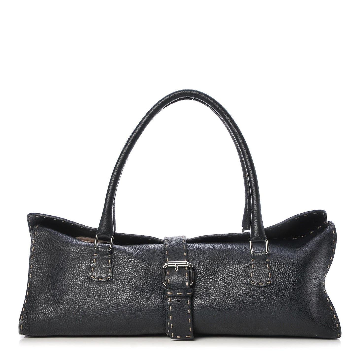 Calfskin Romano Selleria Satchel Black