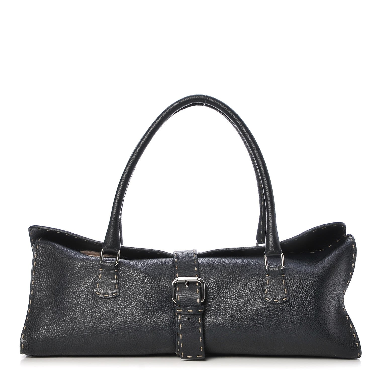 Fendi Calfskin Romano Selleria Satchel Black 1 of 13