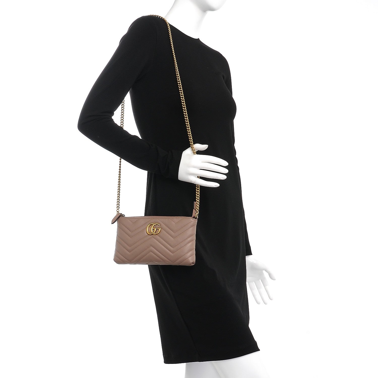 Gucci Calfskin Matelasse Mini GG Marmont Chain Bag Porcelain Rose 2 of 8